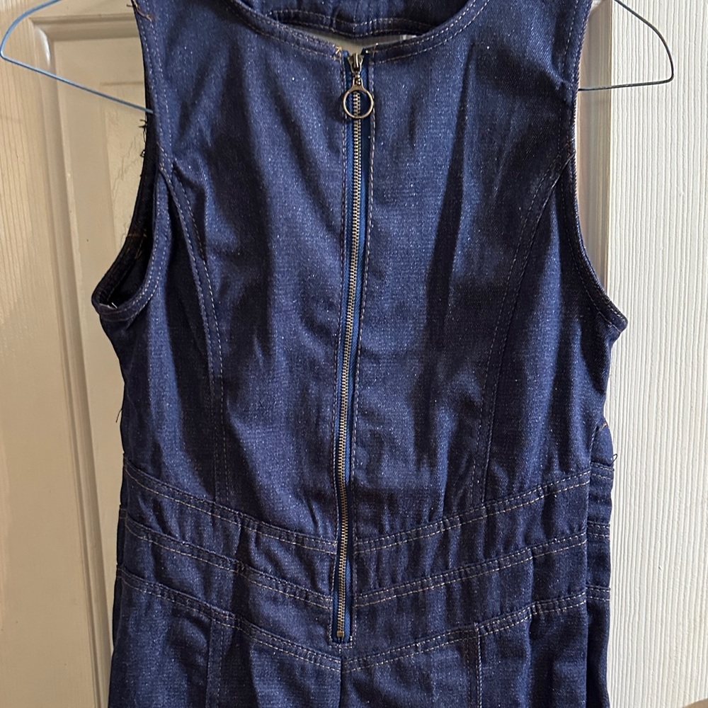 Sleeveless Denim Dress with Front Zipper
